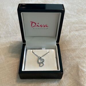 Silver Heart Necklace with 0.01 ct diamond